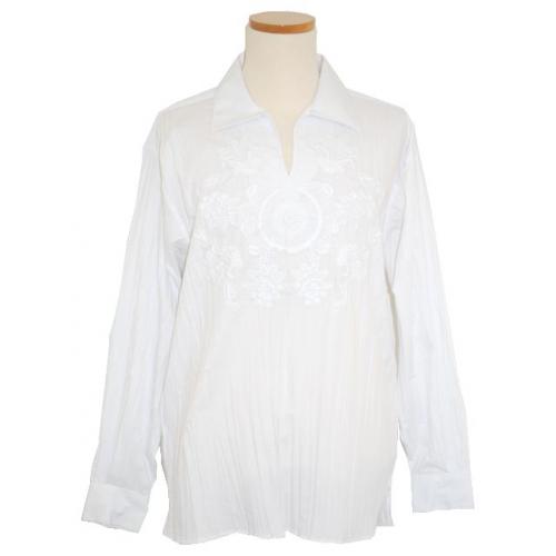 Pronti White with Embroidered Design Shirt SI462-6
